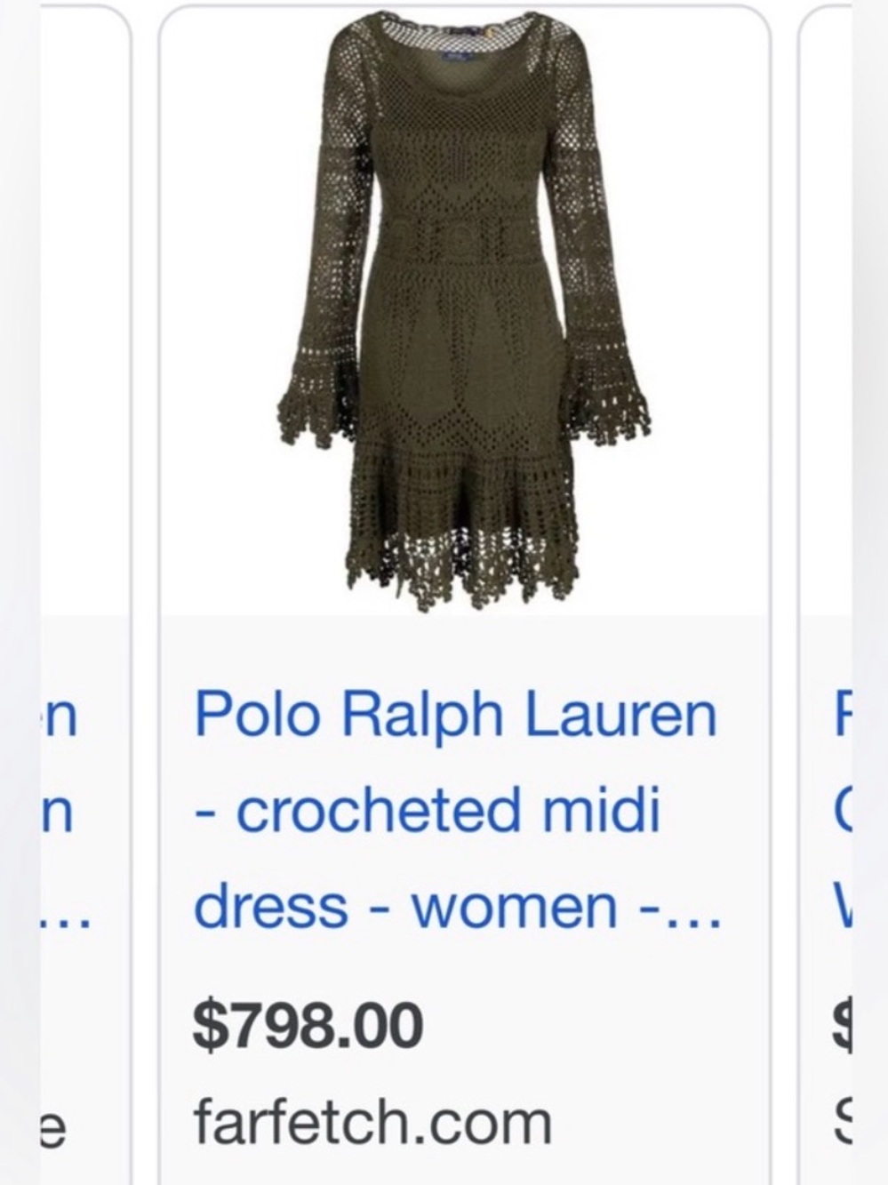 Polo Ralph Lauren Crochet Knit Olive Green Sweater Dress quiet luxury $798 xxl